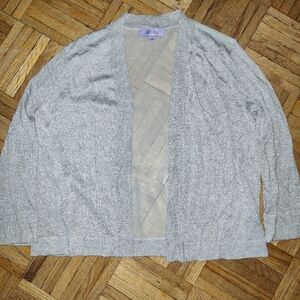 Premise Silver Metallic 3/4 Sleeve Open Cardigan